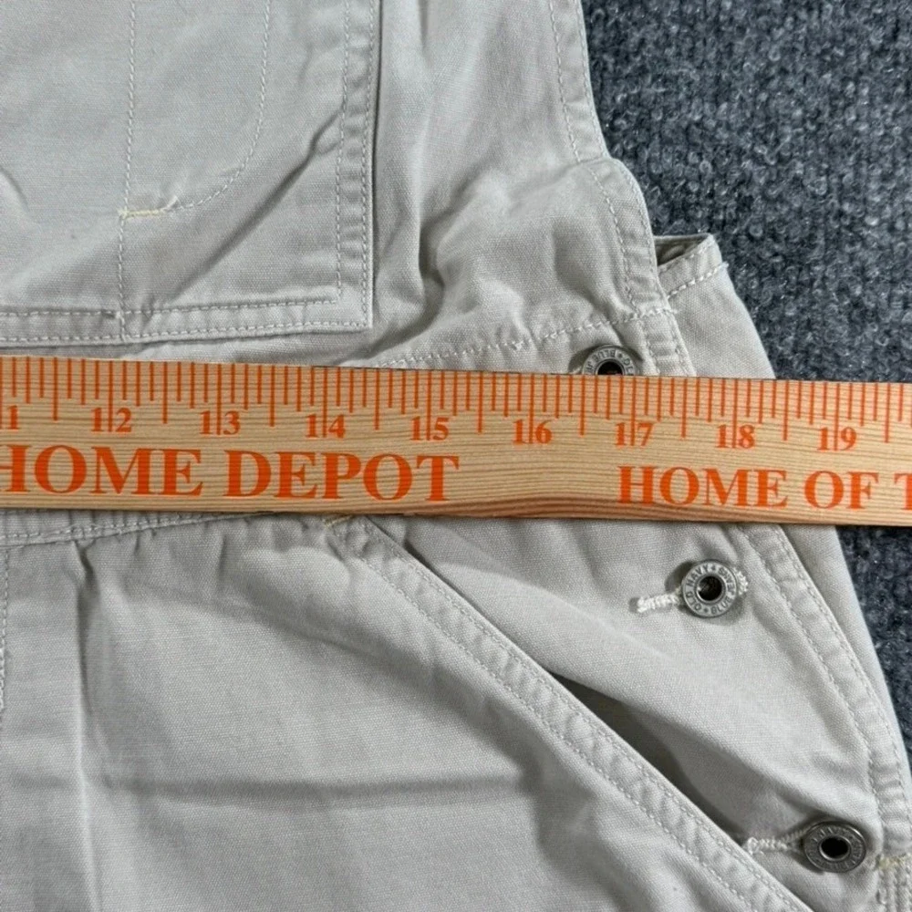 VTG Old Navy Shortalls Women L Vintage Bib Overalls Cotton Relaxed Khaki Tan